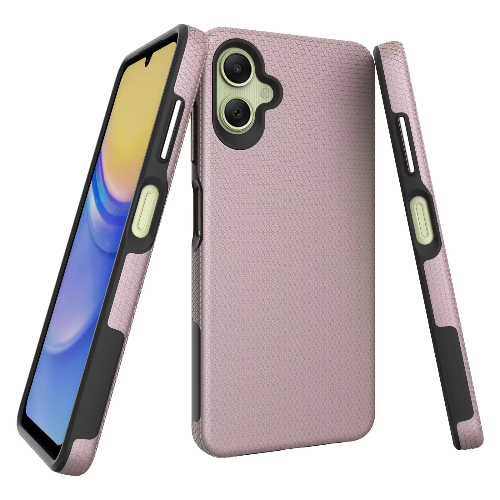 Triangle Shockproof Case With Anti Slip Grains for Samsung Galaxy A05 – Rose Gold